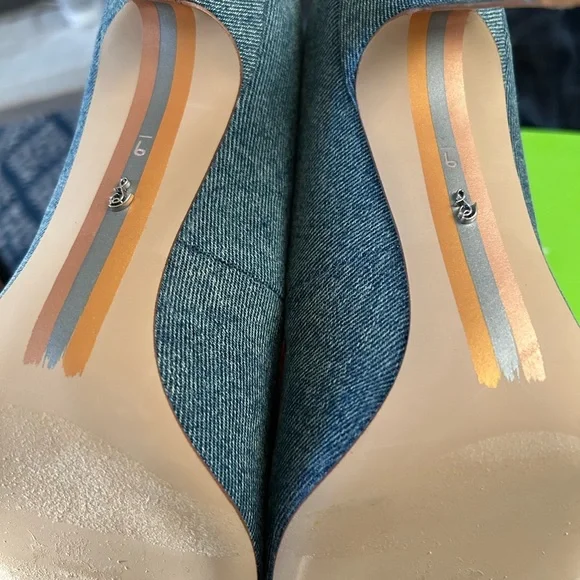 Sam Edelman Denim Pointed-Toe Beaded Stiletto Heels - Blue - Picture 5 of 7
